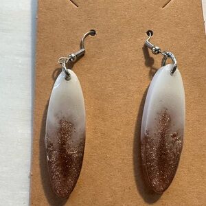 Elegant Brown and White Dangle Earrings